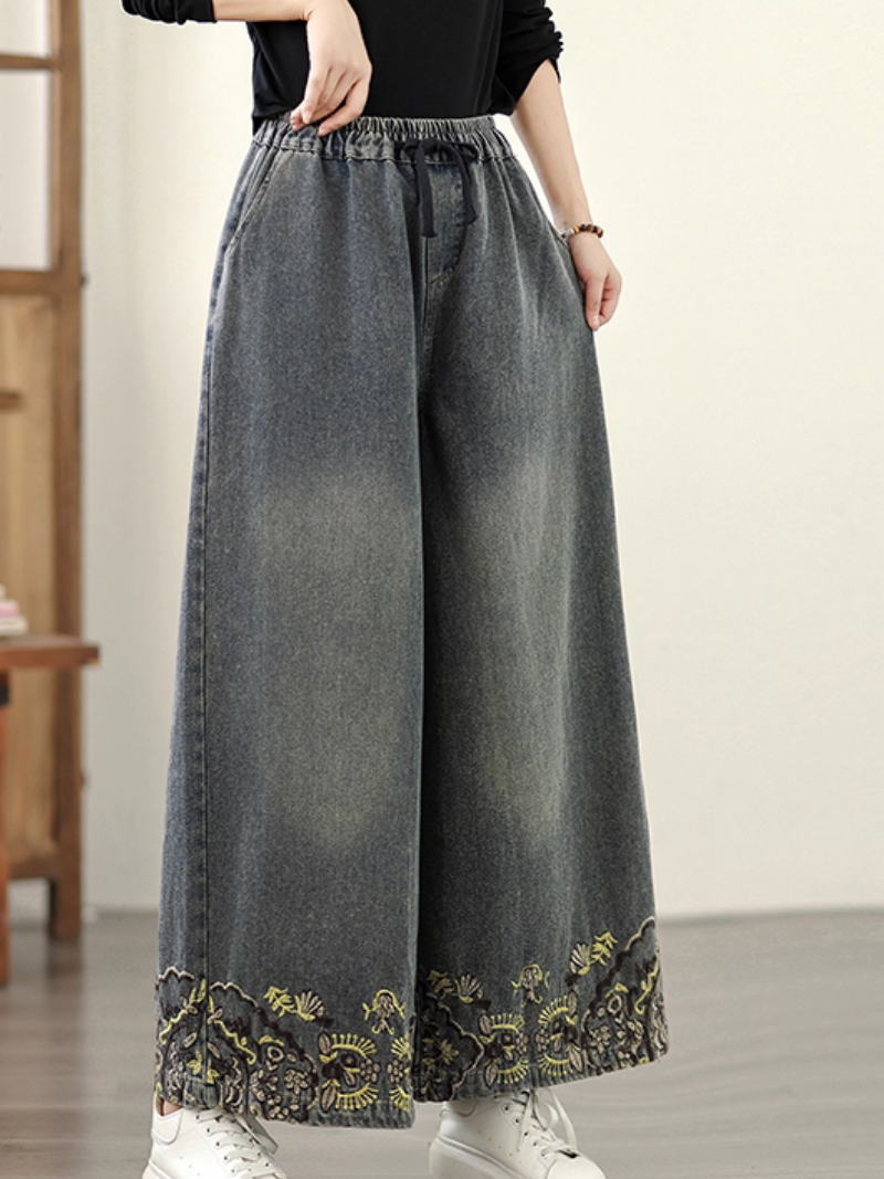Women's Spring and Autumn Embroidered Printed Bottom