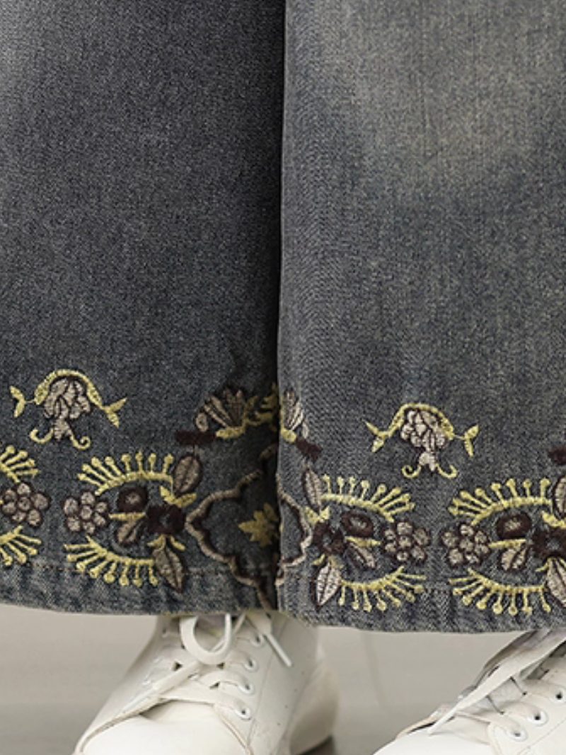 Women's Spring and Autumn Embroidered Printed Bottom
