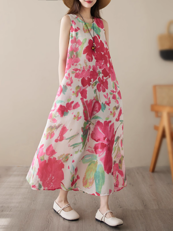 Women's Pocket Floral A-Line Dress