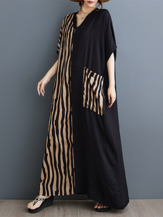 Front boutonnée d'été pour femmes grandes poches Kaftan robe