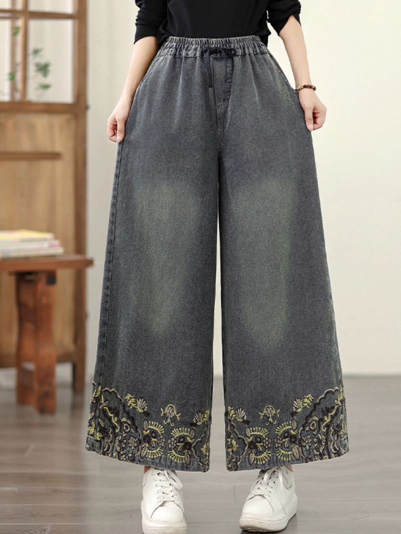 Women's Spring and Autumn Embroidered Printed Bottom