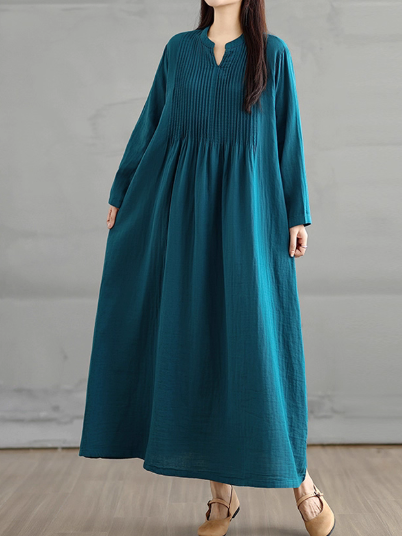 Women's Elegance and Cozy Side Pocket Smock Dress
