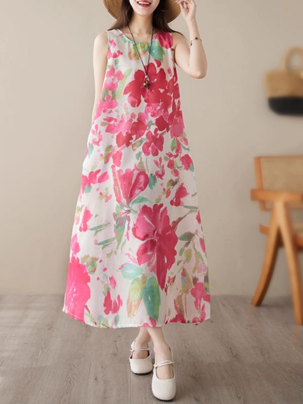 Women's Pocket Floral A-Line Dress