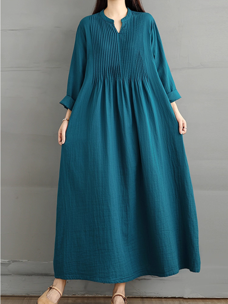 Women's Elegance and Cozy Side Pocket Smock Dress