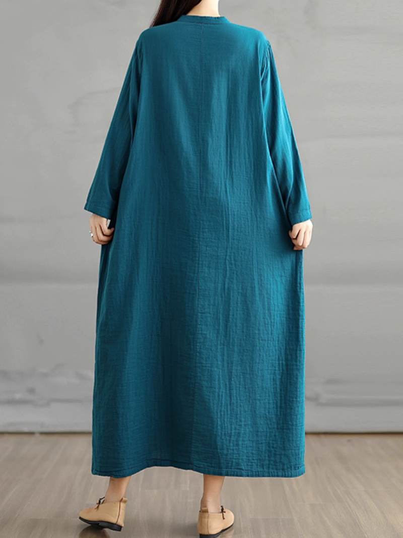 Women's Elegance and Cozy Side Pocket Smock Dress
