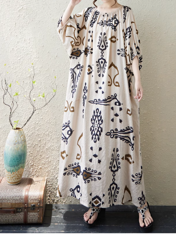 Women's Summer Beautiful Ethnic Style Printed Kaftan Dress