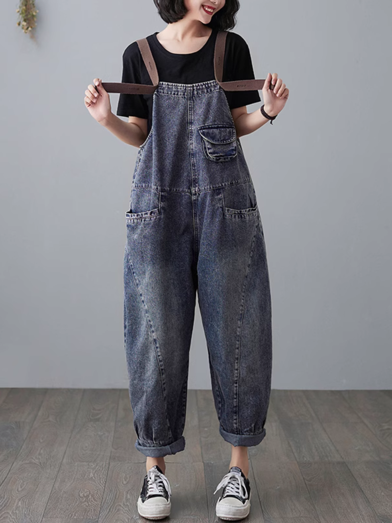 Dungarees Loose Timeless Denim Overalls Classic Blue Women's