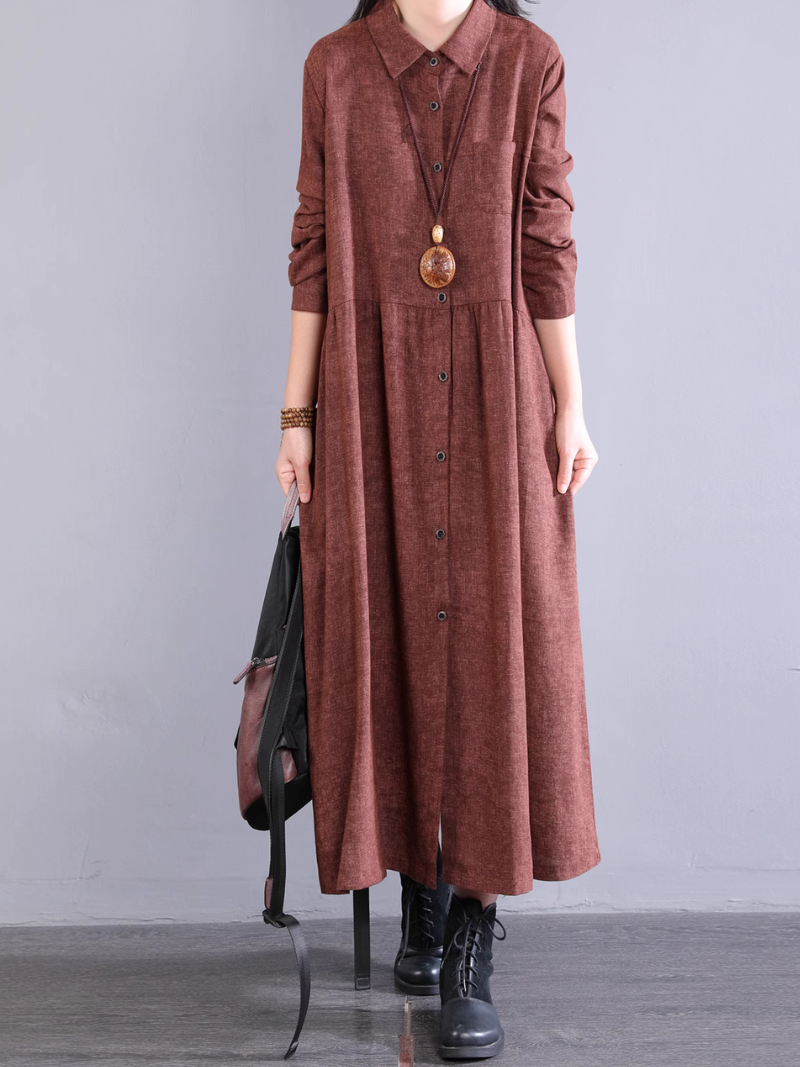 Women's Summer Button-Up Collar Type A-Line Shirt Dress