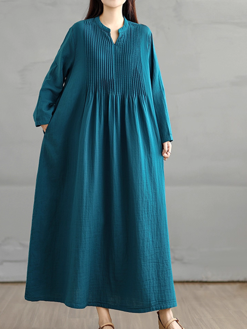 Women's Elegance and Cozy Side Pocket Smock Dress