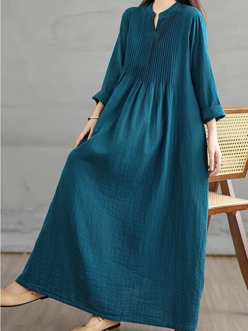 Women's Elegance and Cozy Side Pocket Smock Dress