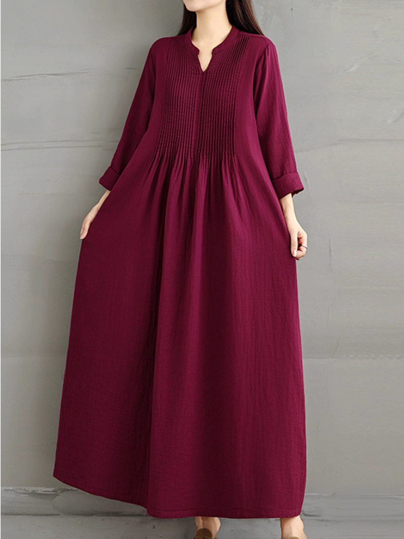 Women's Loose Fit Solid Side Pocket Smock Dress