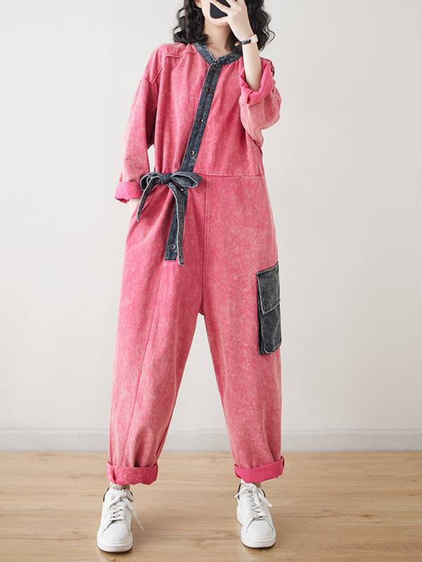 Women's Pink Side Batle Dungaree