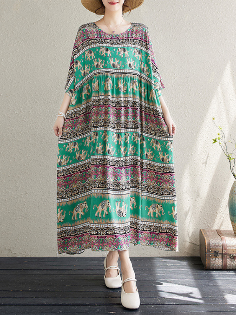 Women's Printed High Waist Smock Dress | Eva Trends