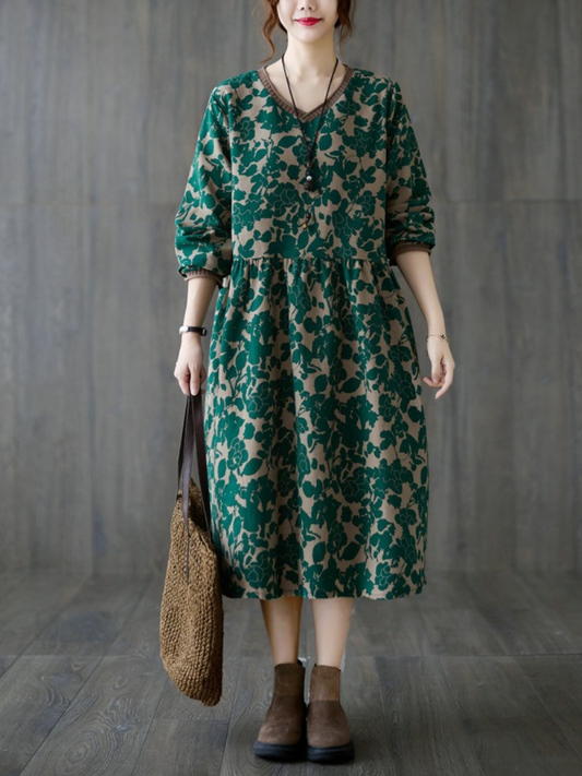 Floral smock dress for women