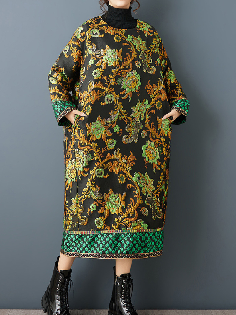 cocoon midi dress Baroque Jacquard Quilted Midi Dress in a Relaxed Cocoon Silhouette – Eva  Trends