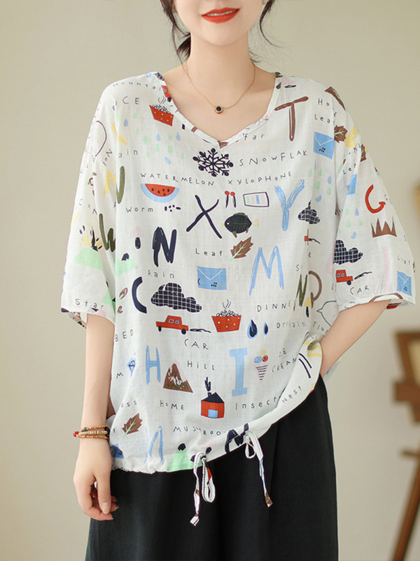 Women's Letter Printing Tops