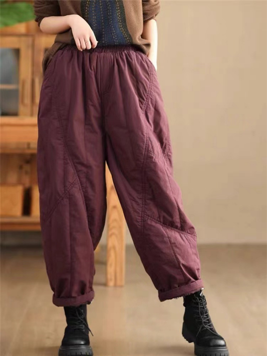 Femmes de taille élastique et de fond de harem chaud à plaid intérieur
