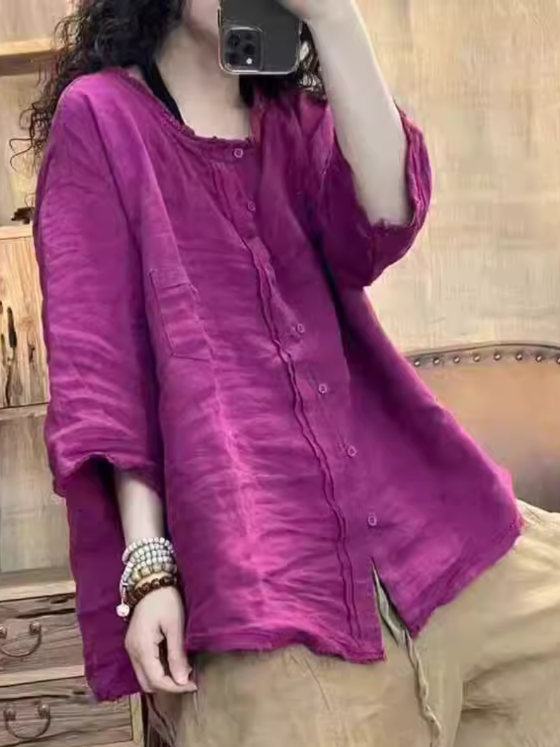 Women's Simple Rose Pink Top