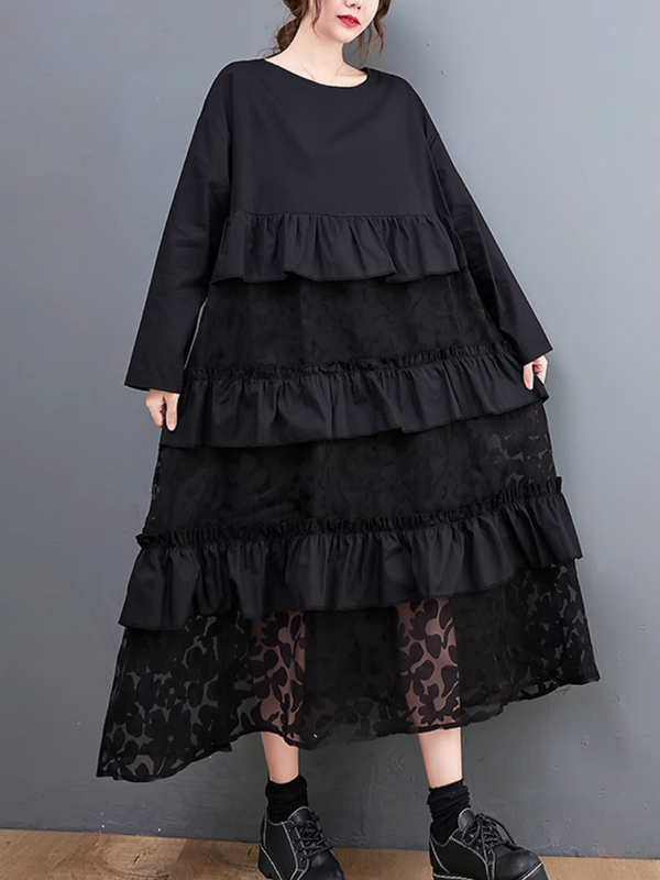 Women's Mesh Frill A-line Dress
