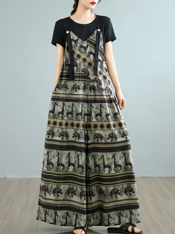 Trendy Printed Loose Overalls Jumpsuit for Women | Eva Trends