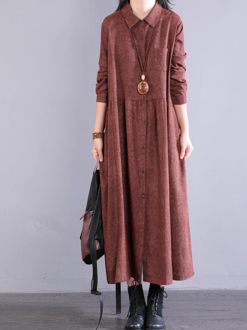 Women's Summer Button-Up Collar Type A-Line Shirt Dress