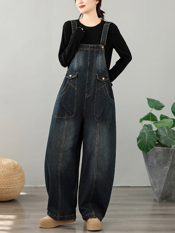 Easygoing Weekend Wide-Leg Denim Overalls
