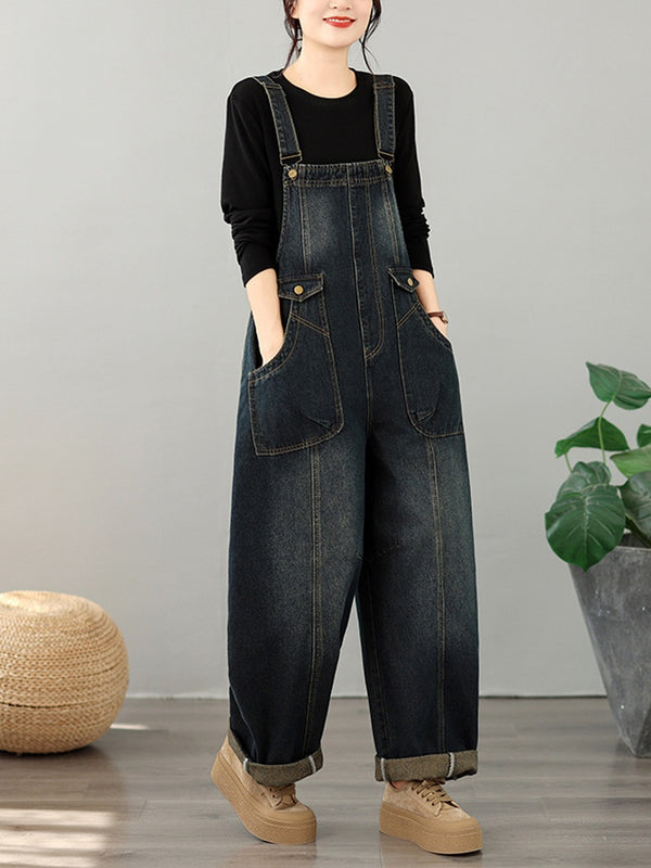 Easygoing Weekend Wide-Leg Denim Overalls