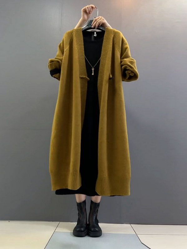 women's long loose knitted cardigan coat