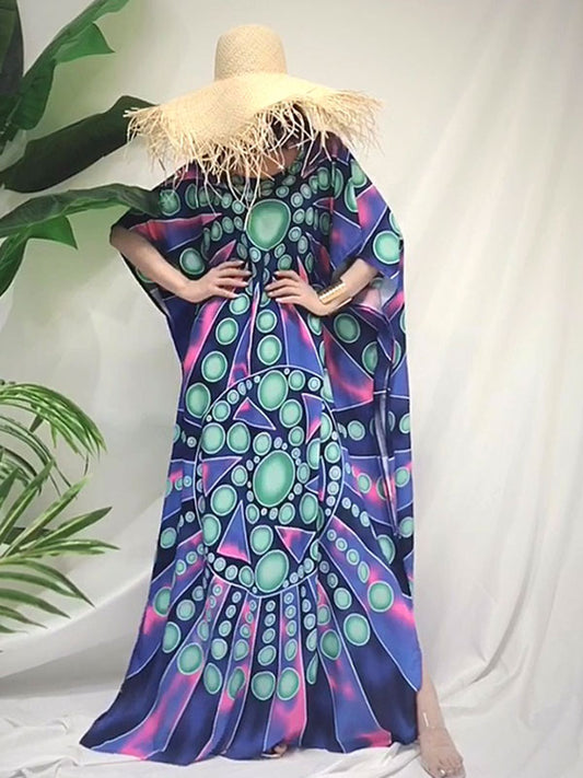 Bohemian-Maxikleid mit Disco-Vibes-Retro-Print