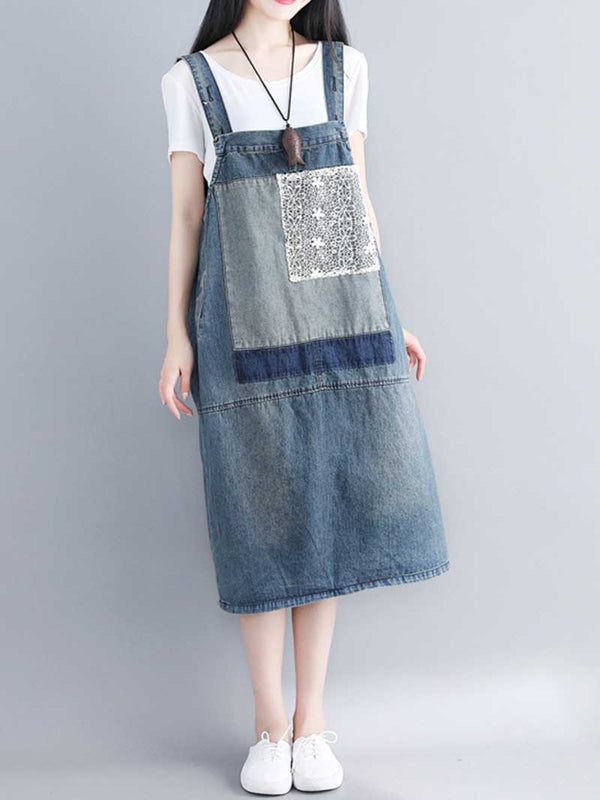 Blue Denim overall Midi Dress - Relaxed Everyday Fit | Eva Trends