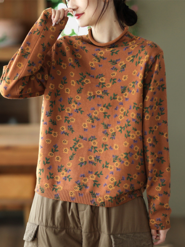 Women's orange Loose Sweater Dress