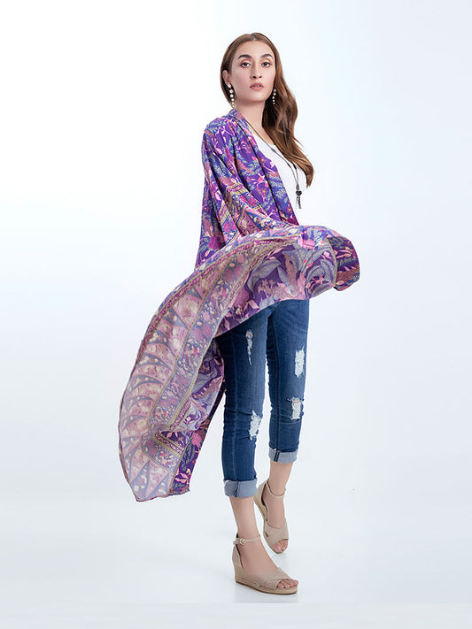 Evatrends cotton gown robe printed kimonos, Outerwear, Cotton 100%, Nightwear, long kimono, kimono board Sleeves, loose fitting, Floral Print, belted