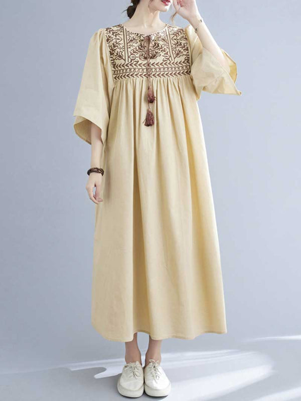 Embroidered Polyester A-Line Dress