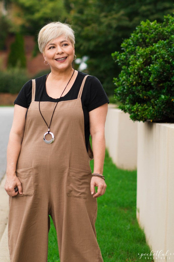 LINEN CROPPED OVERALLS FOR SUMMER