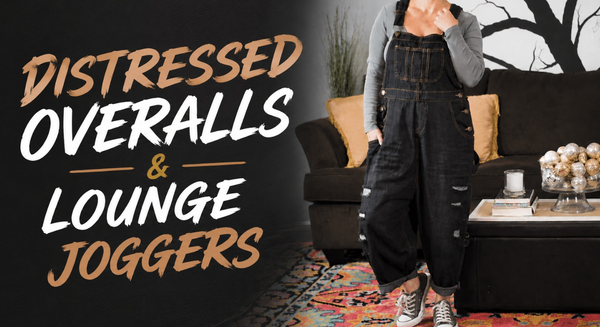 DISTRESSED OVERALLS & LOUNGE JOGGERS