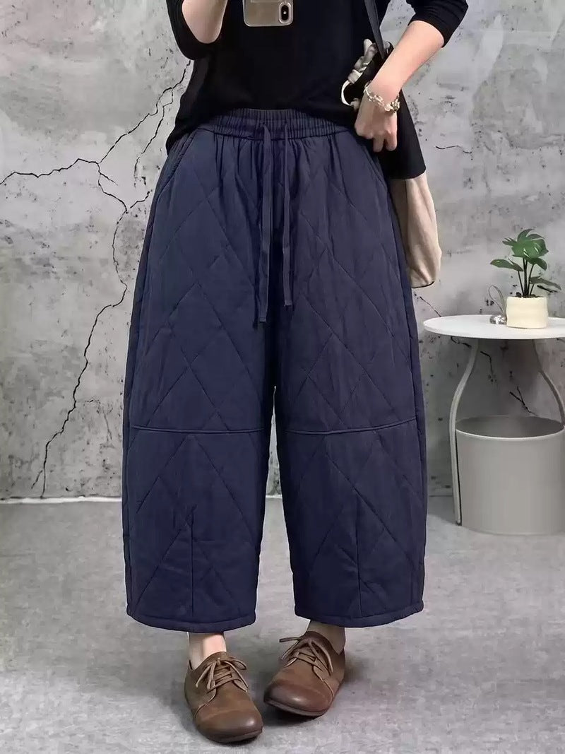 Diamond Styish Pants for Women | Warm Loose Wide-Leg Cotton Pants