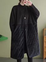 Velvet Diamond Quilted Cotton Coat for Women | Loose Winter Overcoat