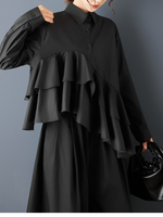 Day-to-Night Confidence Ruffle Blouse with Asymmetrical Cascade and Effortless Fit
