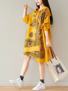 Women's  Fashionable Printed Side Pockets Hoodie Dress