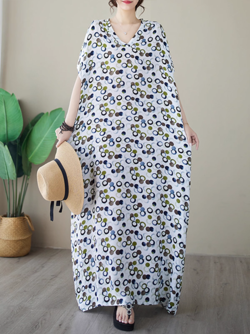 Women's V-neck Printed Kaftan dress