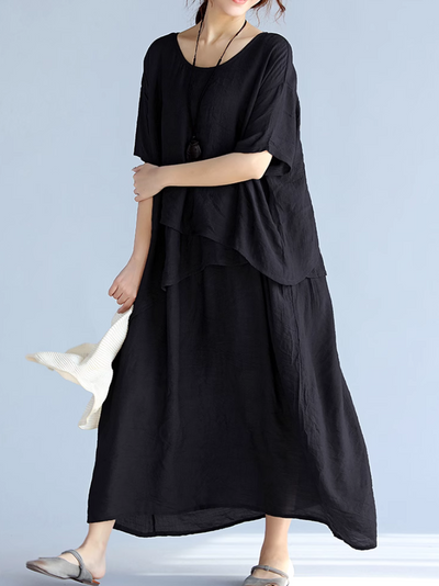 Women's Loose Elegance Solid Color Mid-Length A-Line Dress