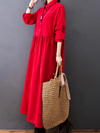 Women's Over-the-Knee Warm Button-Up A-Line Dress