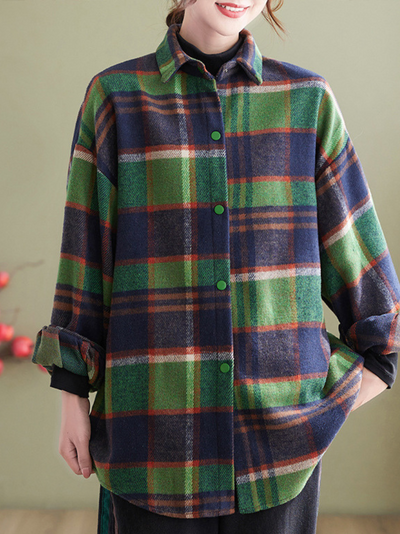 Women's green Plaid Shirt