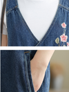 Women's Stylish Spring Embroidered Flower Overalls Dungarees
