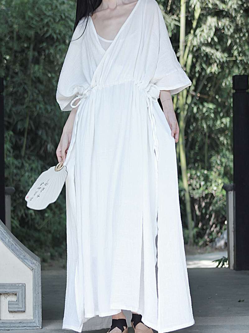 Breezy Garden-Party Wrap Maxi — Double Gauze Cotton, Effortless and Flattering