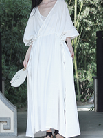 Breezy Garden-Party Wrap Maxi — Double Gauze Cotton, Effortless and Flattering