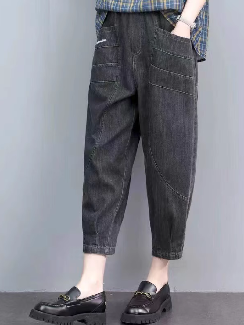 Women's Casual High-Waisted Harem Pockets Pants Bottom