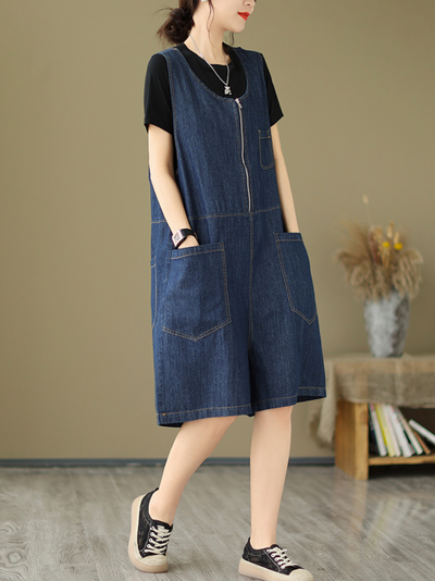 Women's Natural Waist Short Dungarees