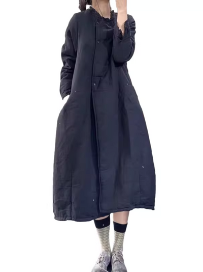 Women's Stylish Side Pockets Thickened Warm Coat