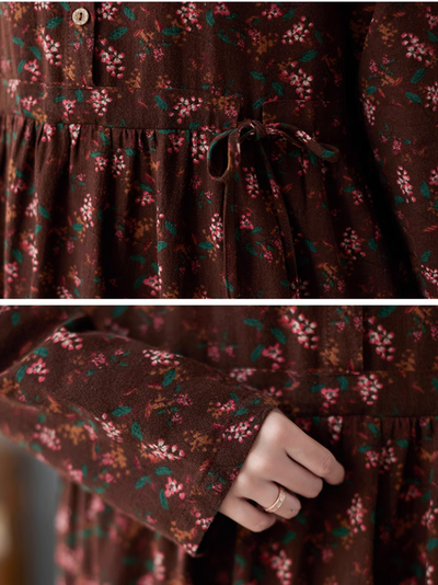 Women's Stylish Floral Printed Button-Up A-Line Dress